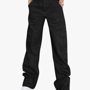 Stylish Black Wide Leg Cargo Trousers